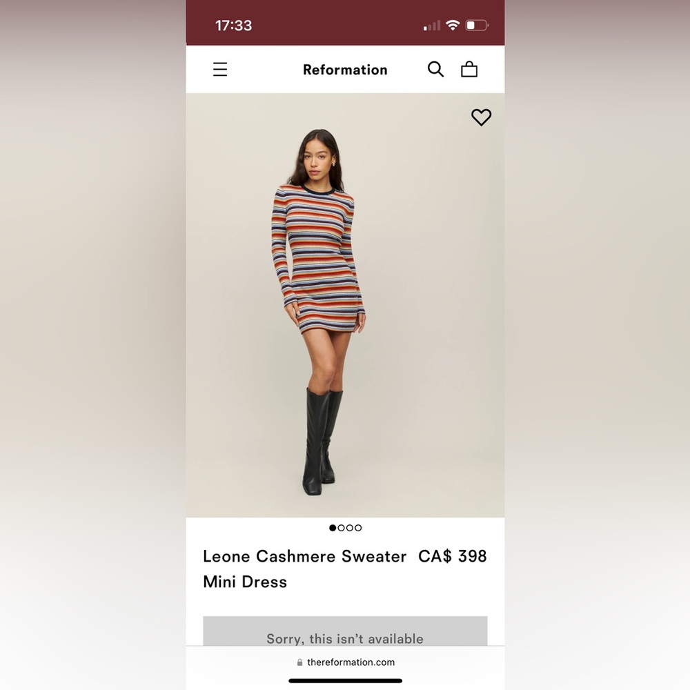NOT AVAILABLE Réformation Leone cashmere mini dress - Picture 2 of 4
